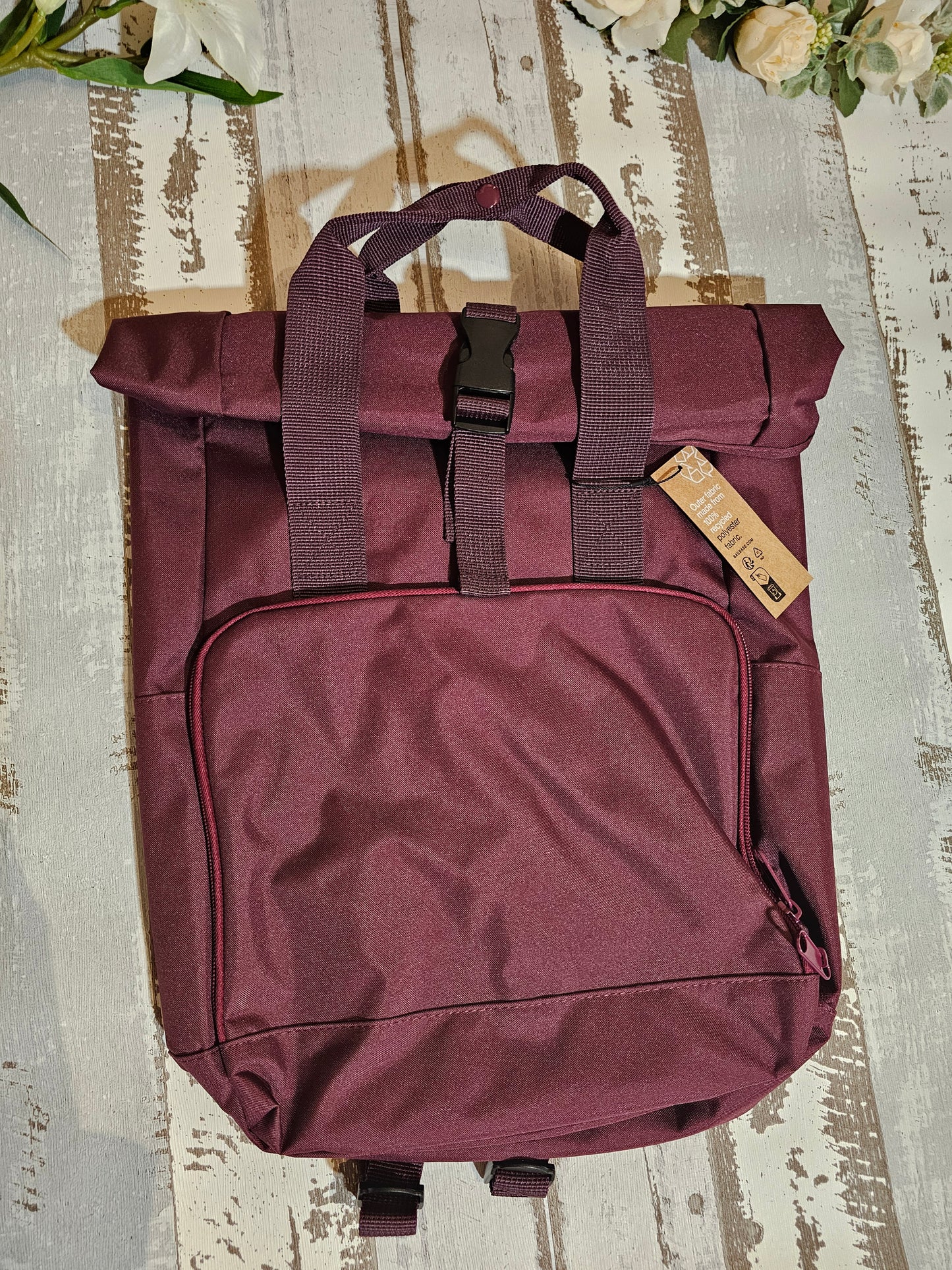 Bestickter Rolltop Rucksack mit Wunschmotiv