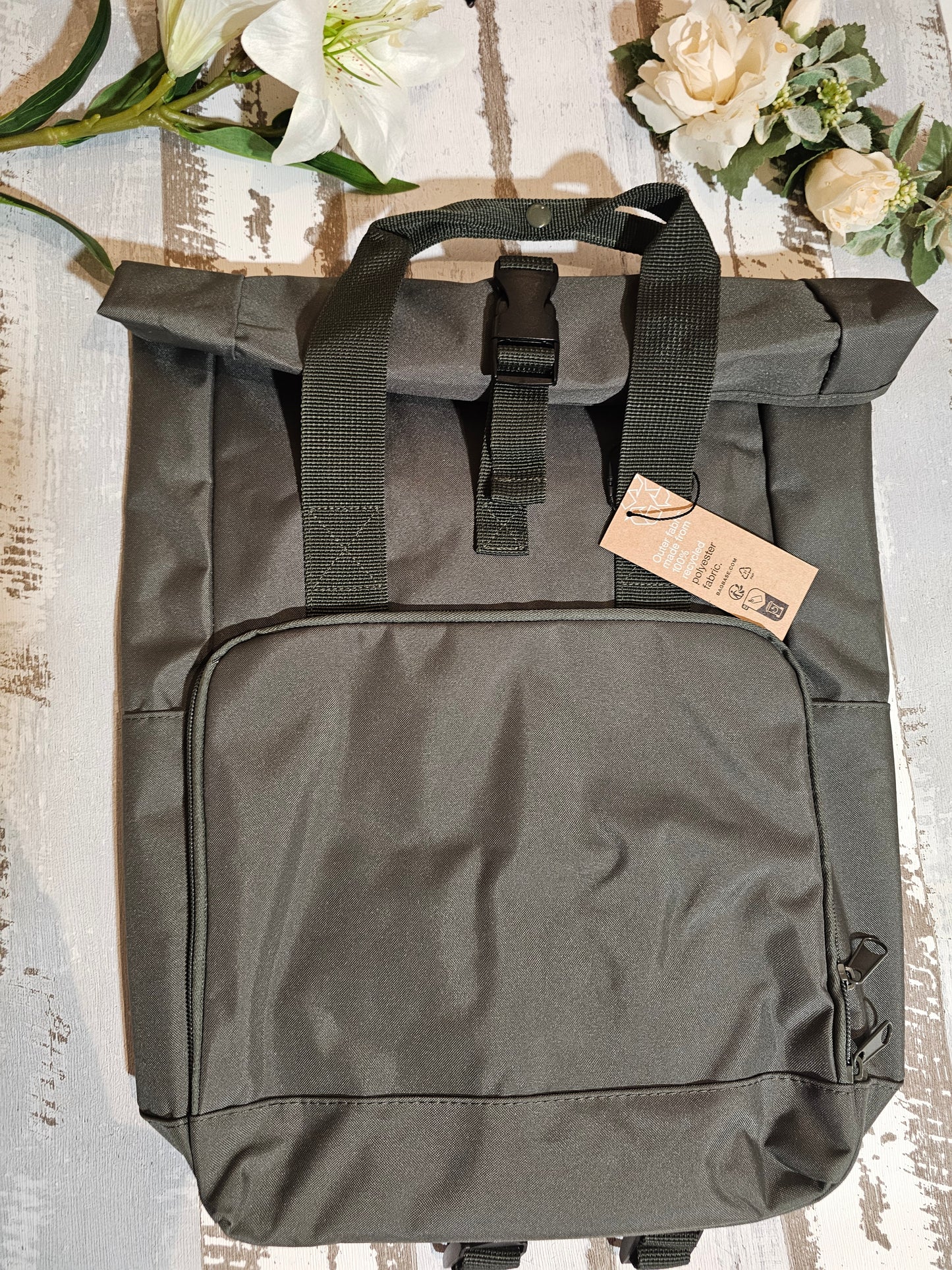 Bestickter Rolltop Rucksack mit Wunschmotiv