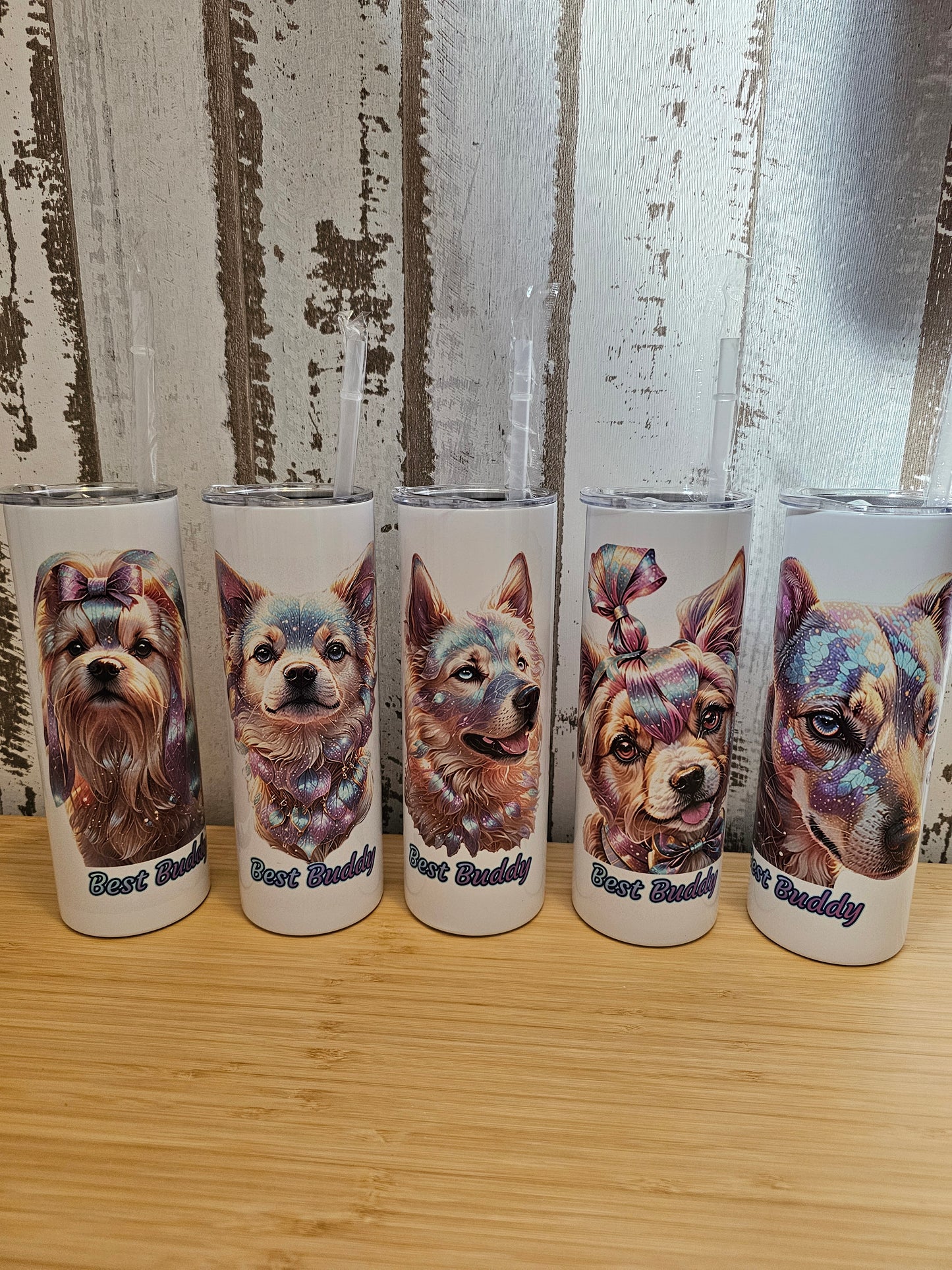 Tumbler bzw Becher für Kaltgetränke mit Wunschmotiv Hund oder Katze, designed durch die Pfötchenboutique