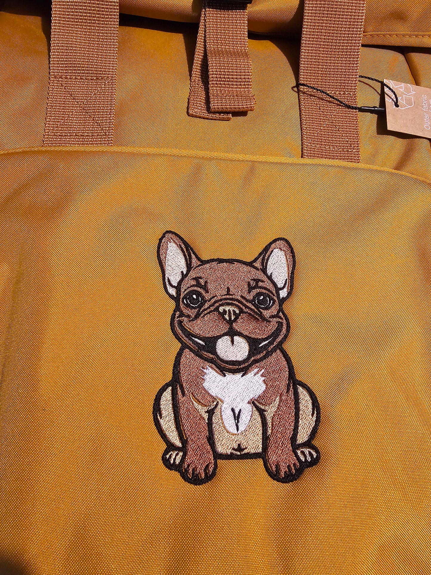 Rolltop Rucksack bestickt mit Hundemotiv nach Wahl von der Pfötchenboutique