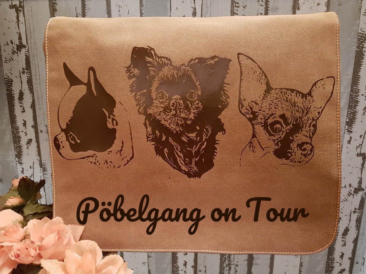 Umhängetasche mit Wunschmotiv Hunderasse und Wunschtext personalisiert als Geschenkidee durch die Pfötchenboutique