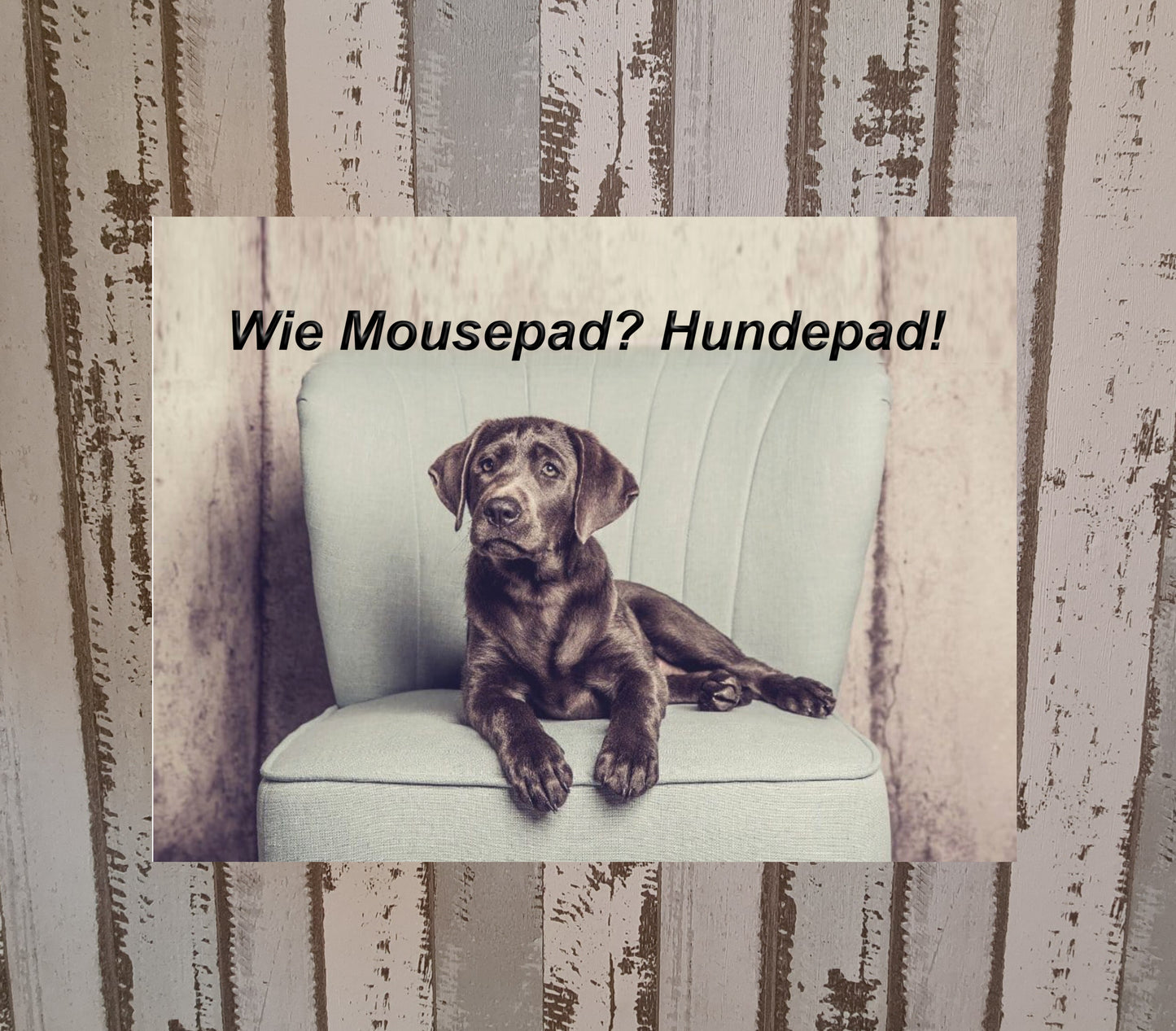 Mousepad mit schwarzem Labrador und Wunschtext personalisiert