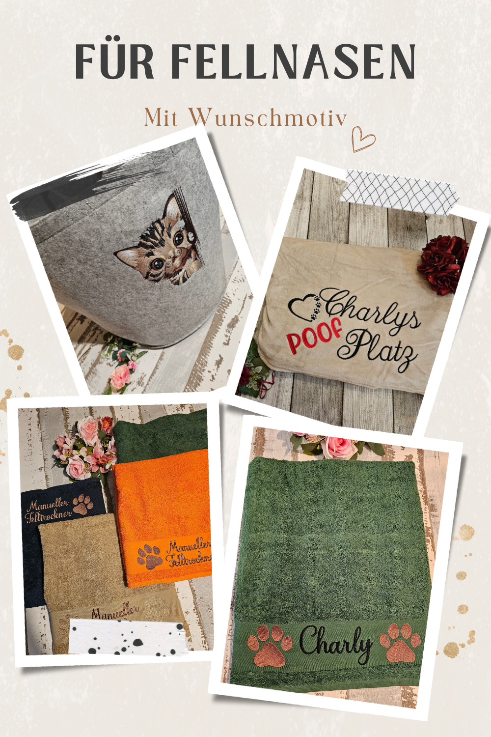 ccessoires für Hundebesitzer: Becher, Taschen, Textilien mit Stickerei. Individualisiert durch die Pfötchenboutique