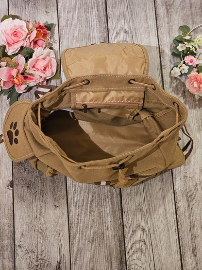 Canvas Rucksack personalisiert mit Hunderasse Wunschmotiv und Wunschtext individualisiert durch die Pfötchenboutique hier mit Chihuahua