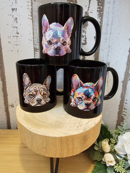 Schwarze Tassen mit Wunsch Hundemotiv von der Pfötchenboutique