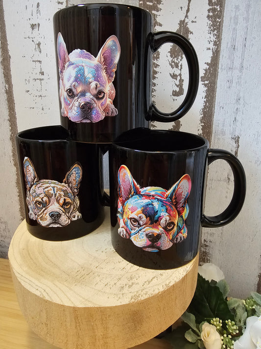 Schwarze Tassen mit Wunsch Hundemotiv von der Pfötchenboutique