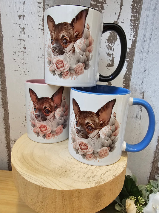 Zweifarbige Tasse mit Hundemotiv personalisierbar durch Pfötchenboutique