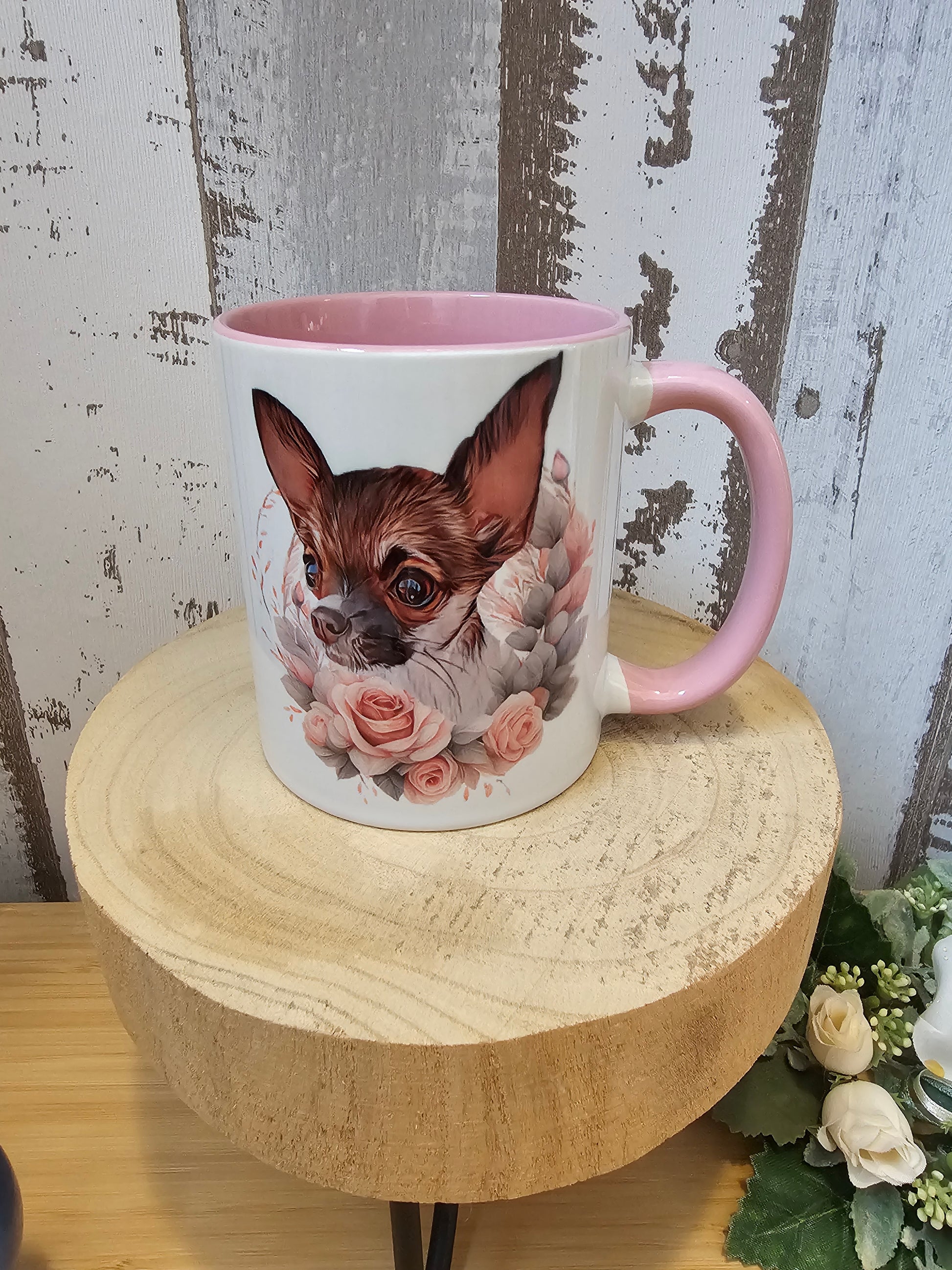 Zweifarbige Tasse mit Hundemotiv personalisierbar durch Pfötchenboutique