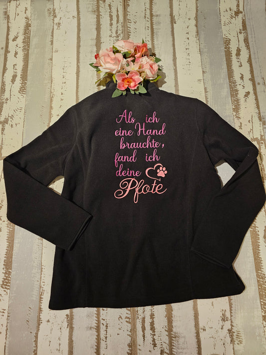 Bestickte Jacke Gassijacke mit Motin Als ich eine Hand brauchte, fand ich Deine Pfote" Geschenkidee durch die Pfötchenboutique