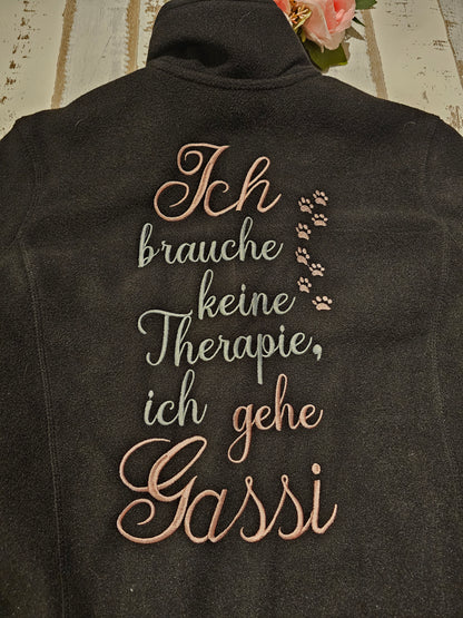 Bestickte Gassijacke "Ich brauche keine Therapie ich gehe Gassi" der Pfötchenboutique