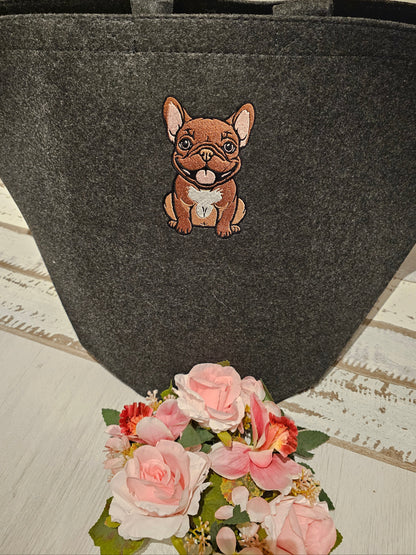 Spielzeugkorb für Hunde bestickt mit dem Motiv French Bulldog durch die Pfötchenboutique