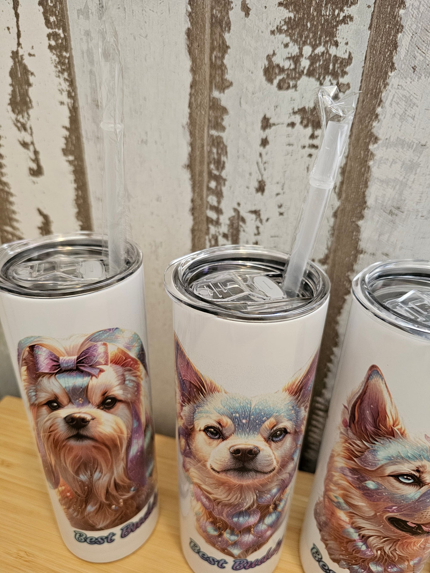Tumbler bzw Becher für Kaltgetränke mit Wunschmotiv Hund oder Katze, designed durch die Pfötchenboutique