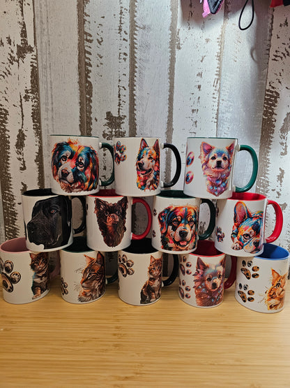 Tasse mit Wunschmotiv farbiger Henkel