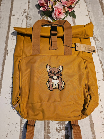 Rolltop Rucksack bestickt mit Hundemotiv nach Wahl von der Pfötchenboutique