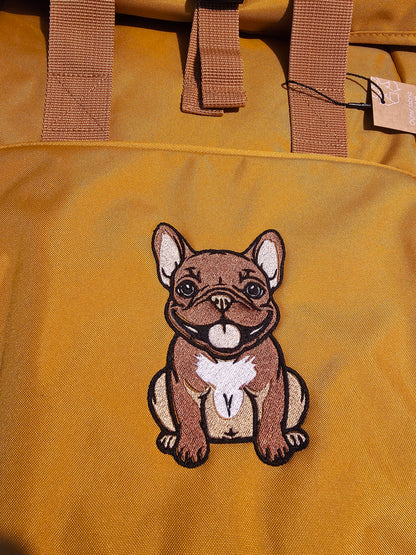 Rolltop Rucksack bestickt mit Hundemotiv nach Wahl von der Pfötchenboutique