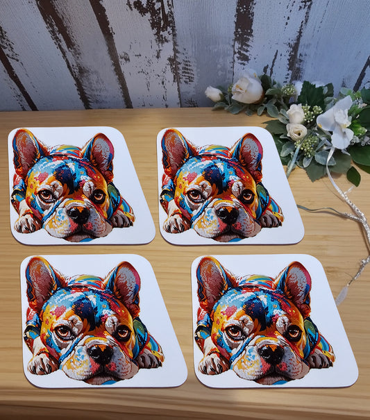 Glasuntersetzer oder Tassenuntersetzer mit Wunschmotiv hier eine Bulldogge
