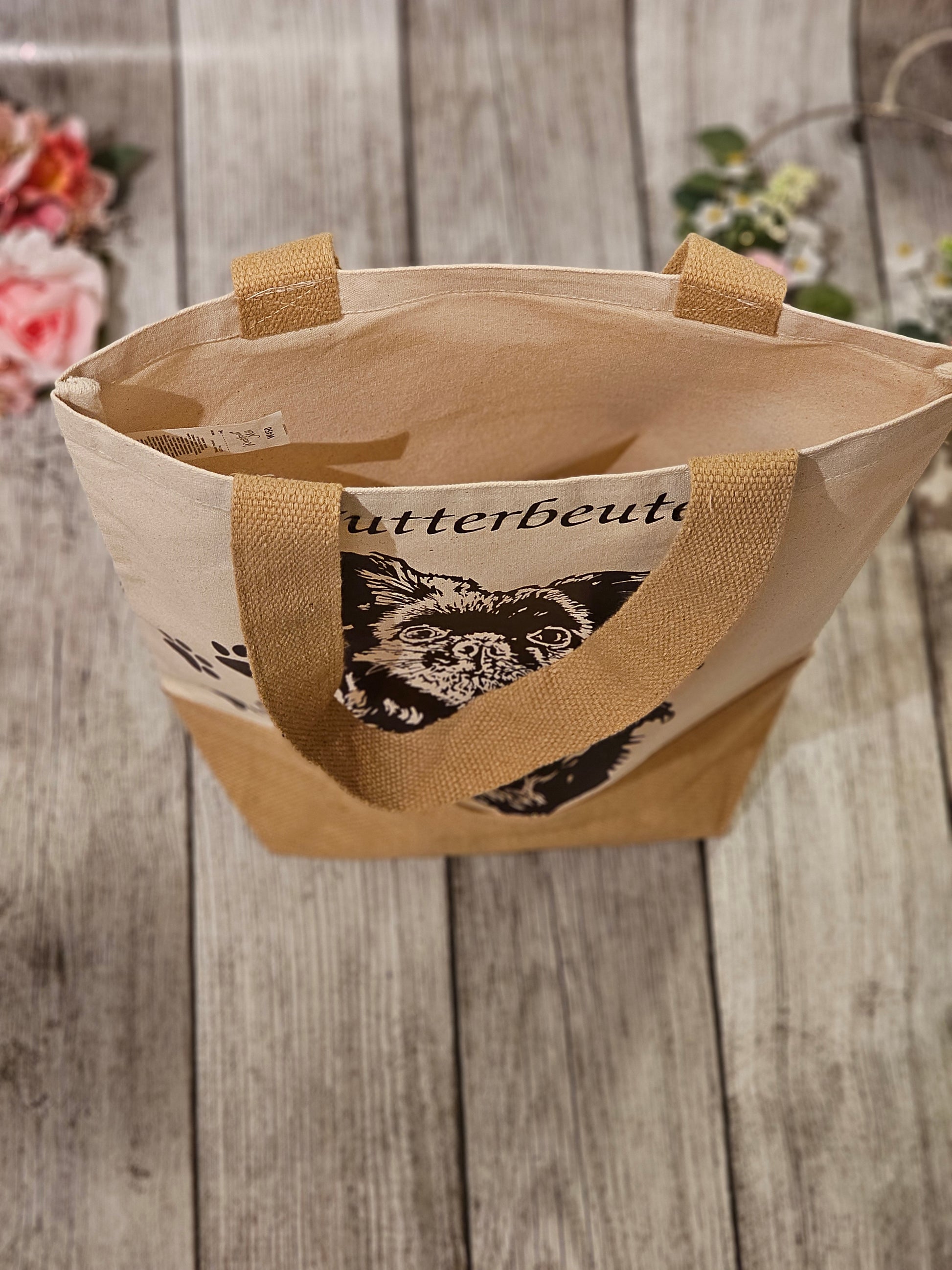 Jutebeutel mit Hunderasse Wunschmotiv und Wunschtext personalisiert durch die Pfötchenboutique