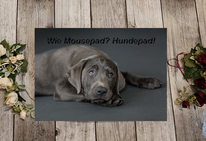 Mousepad mit schwarzem Labrador und Wunschtext personalisiert